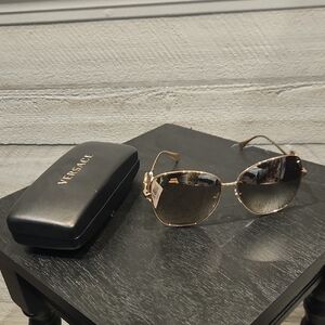 Versace Gold-Toned Sunglasses with Black Case Good Used Condition